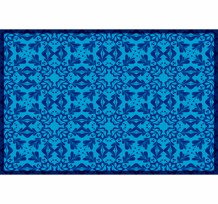 Rollo fenster blau blütenmosaik mit rand platzdeckchen - TenStickers