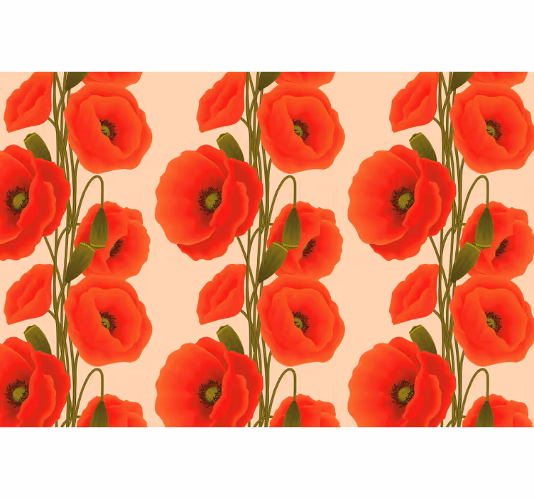 Rollo fenster rot mit mohnblumenmuster - TenStickers
