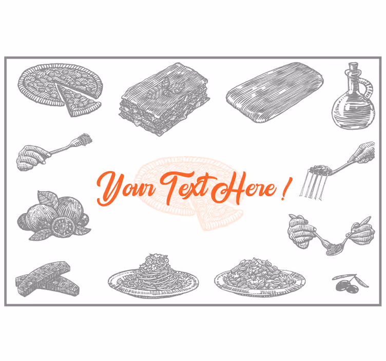Rollo fenster grau italienische essenssymbole mit text - TenStickers