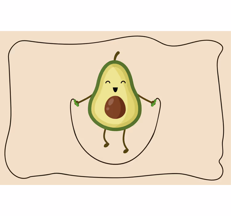 Rollo fenster beige mit lustigem avocado seil springen - TenStickers