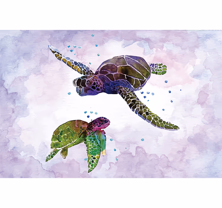 Rollo fenster lila mit bunten schildkröten - TenStickers