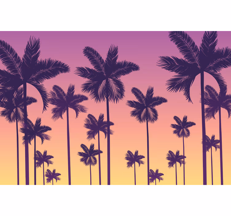 Rollo fenster lila sunset palmen - TenStickers