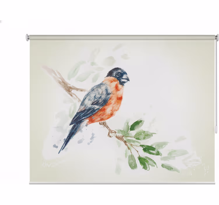 Rollo fenster wohnzimmer aquarell mit vogel am ast - TenStickers