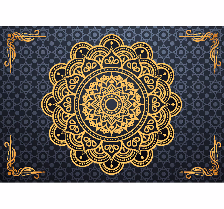 Rollo fenster schlafzimmer mit goldenem mandala fototapete - TenStickers