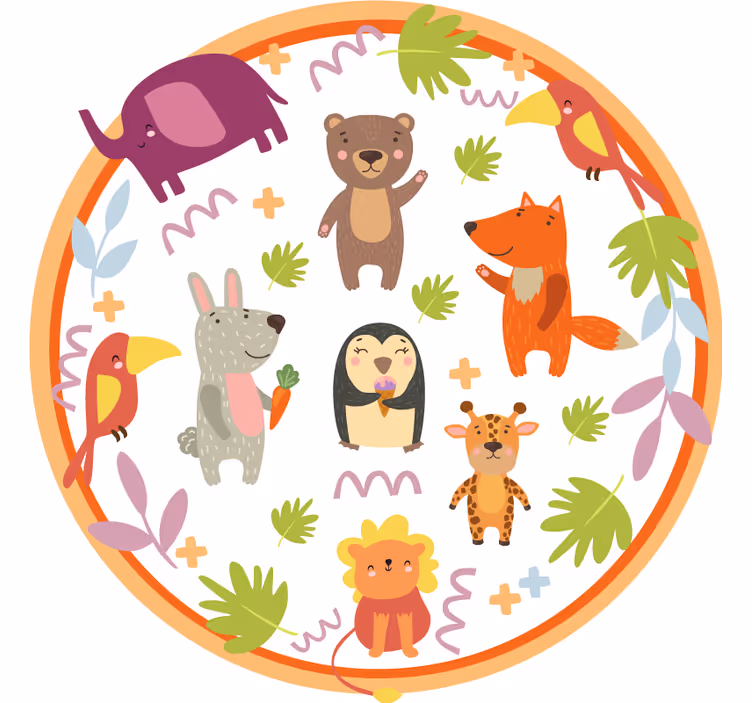 Rollo fenster kinderzimmer mit niedlichen zoo-tieren - TenStickers