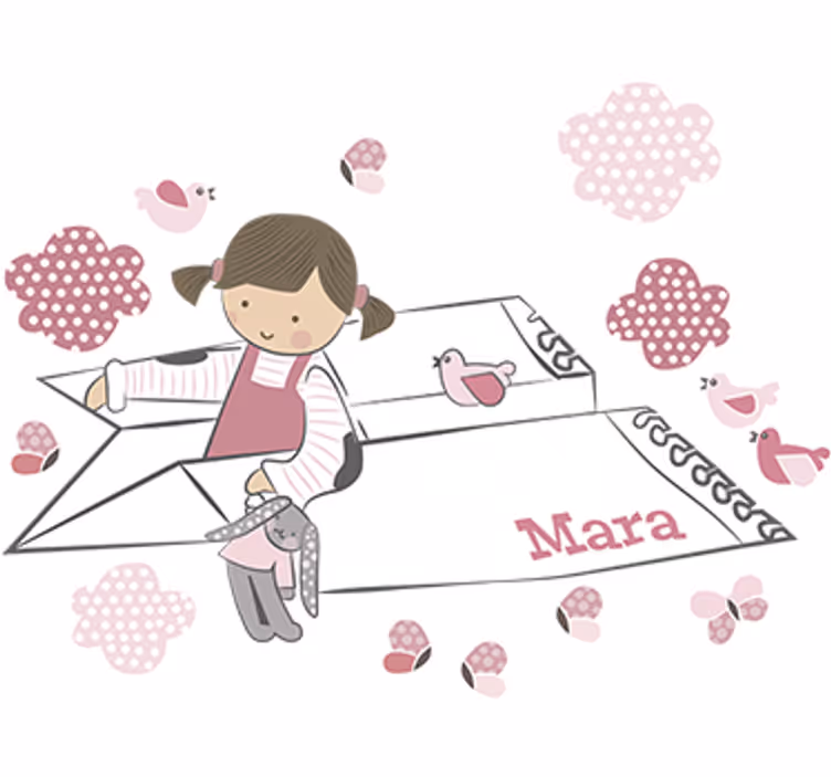 Rollo fenster kinderzimmer mädchen flugzeug wandtattoo - TenStickers