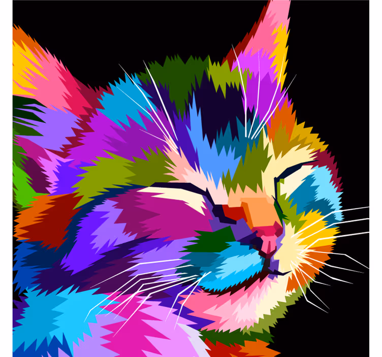 Rollo fenster kinderzimmer katzenportrait bunt - TenStickers