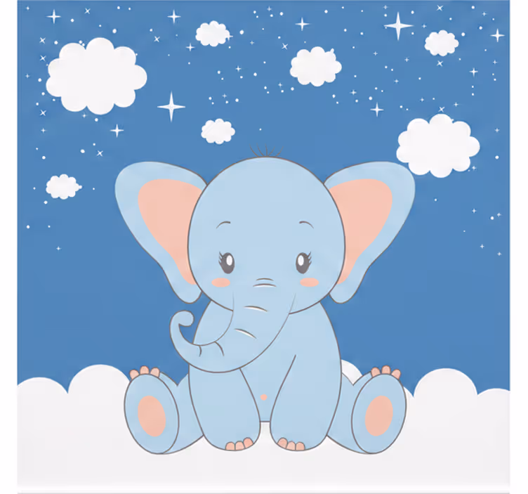 Rollo fenster kinderzimmer süßer blauer elefant - TenStickers
