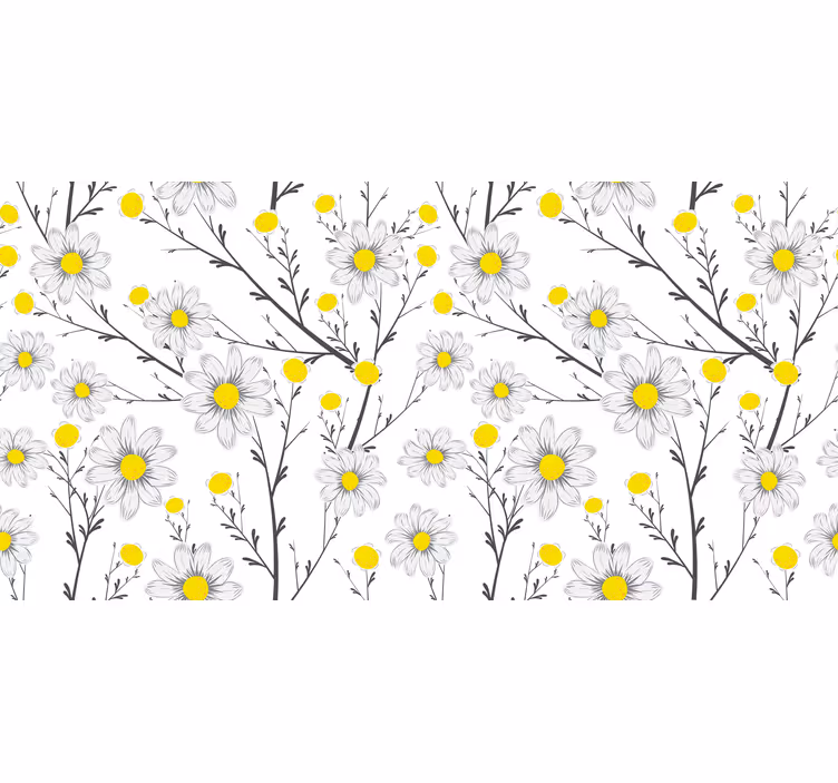 Rollo fenster weiß mit klassischer gänseblümchenblüte - TenStickers