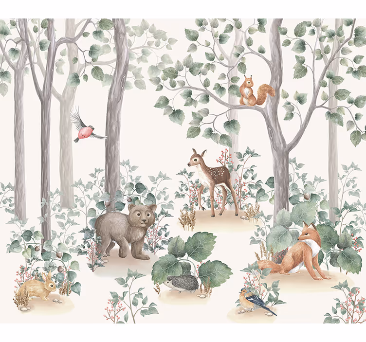 Rollo fenster babyzimmer tiere im wald - TenStickers