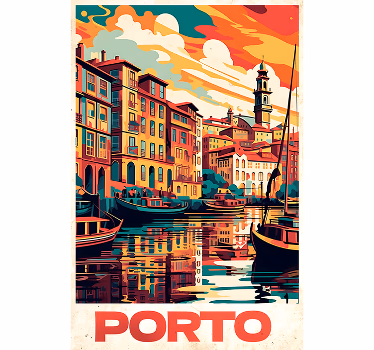 Mehr vintage rollo fenster oporto vintage poster - TenStickers