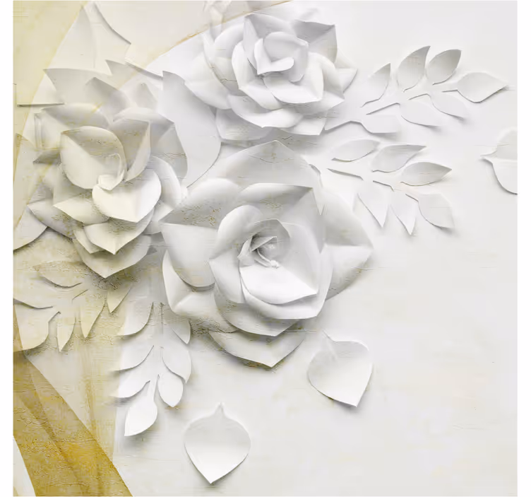 Rollo fenster badezimmer elegante goldene und weiße blumen - TenStickers