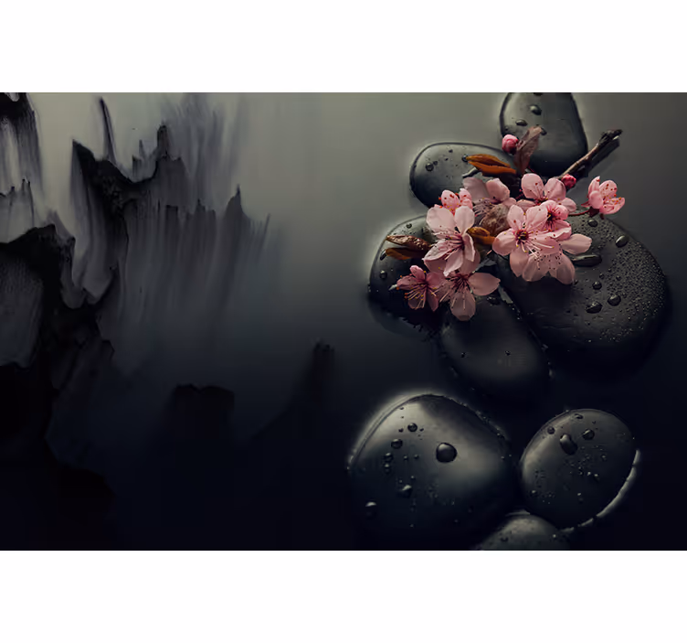 Rollo fenster badezimmer elegante zen-blumensteine - TenStickers