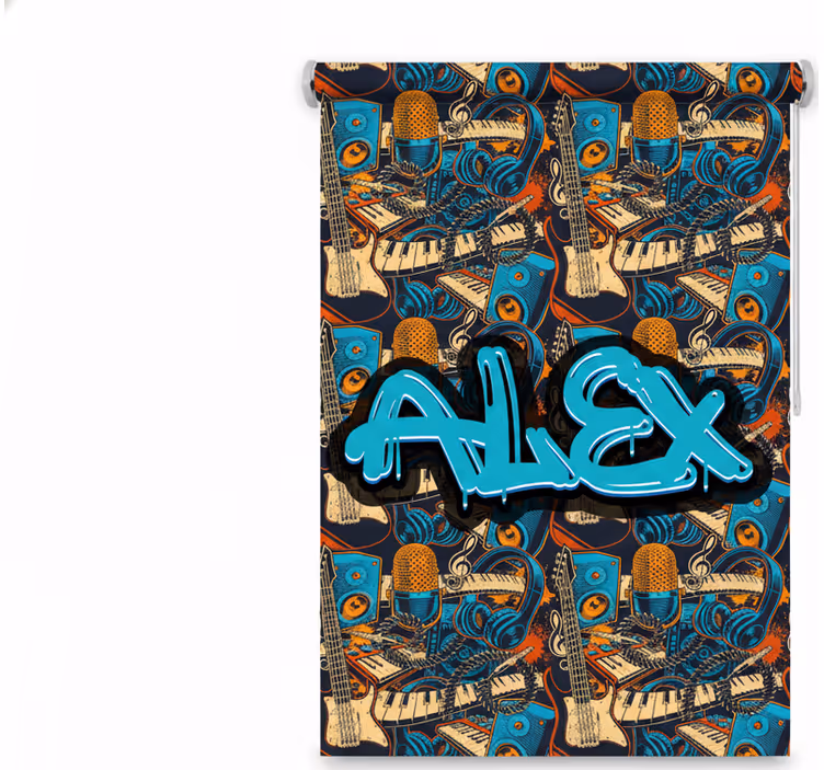 Rollo fenster jugendzimmer mit individuellem musikgraffiti - TenStickers