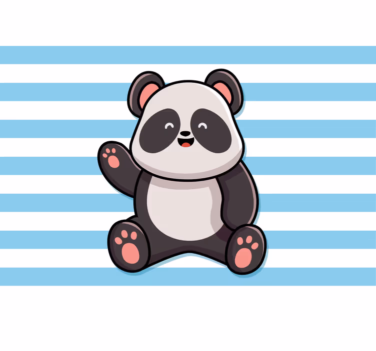 Rollo fenster spaß mit fröhlichem panda auf streifen - TenStickers