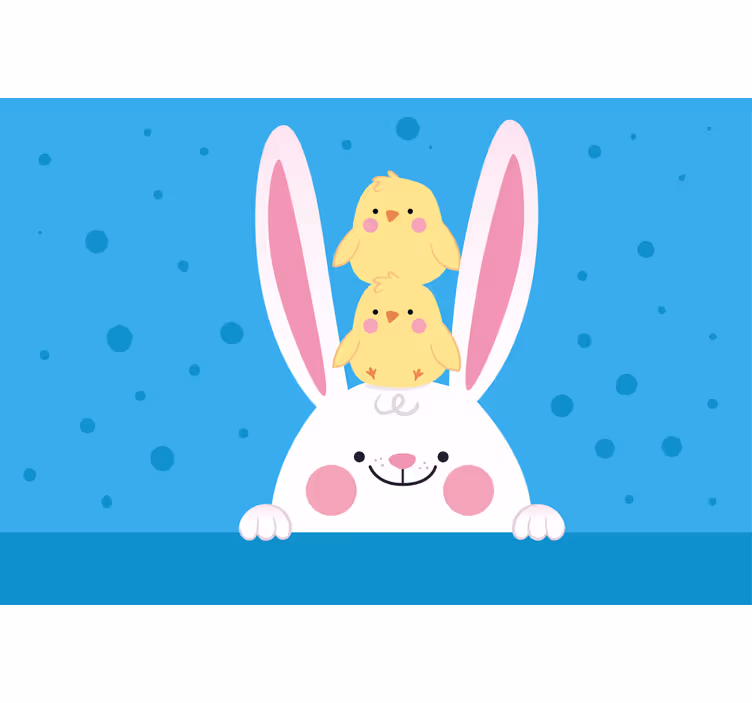 Rollo fenster spaß mit kaninchen und hühnern - TenStickers