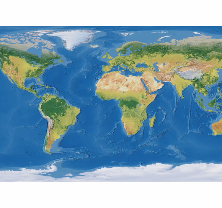 Rollo fenster weltkarte geografisch realistisch - TenStickers
