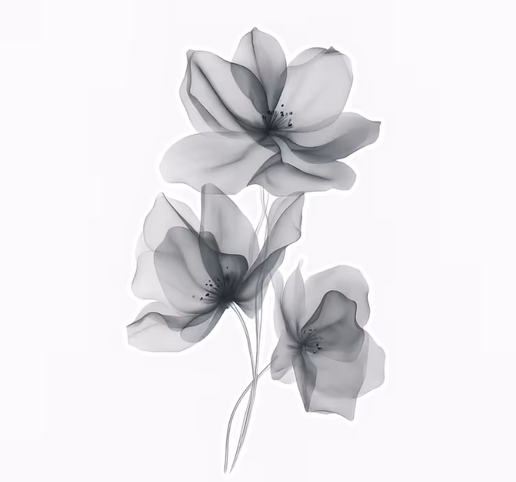 Rollo fenster blumen grau transparent - TenStickers