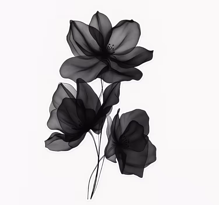 Rollo fenster blumen schwarz transparent - TenStickers