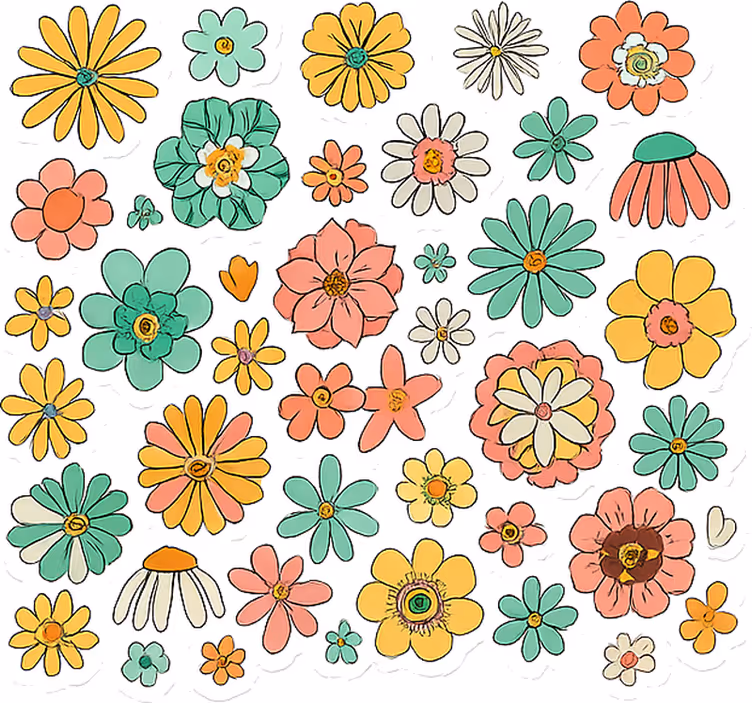 Rollo fenster blumen bunte retro 70er blumen kollektion - TenStickers