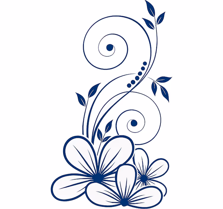 Rollo fenster blumen floralwirbel in blau - TenStickers