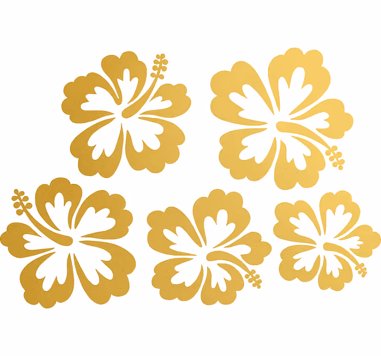 Rollo fenster blumen gold hibiskusblüten silhouette - TenStickers