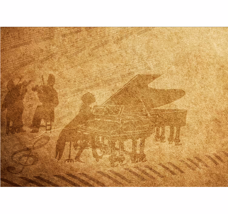 Rollo fenster rustikal vintage klavier - TenStickers