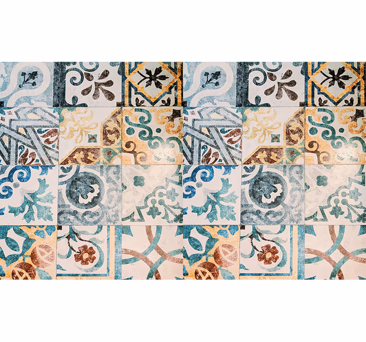 Rollo fenster rustikal im retro-mosaikmuster - TenStickers