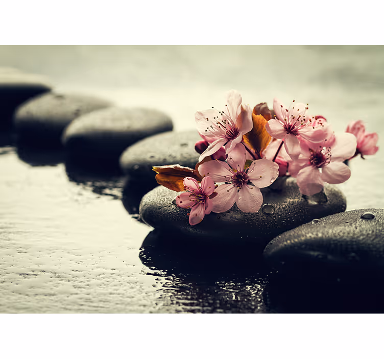 Rollo fenster zen kieselblumen gelassenheit - TenStickers