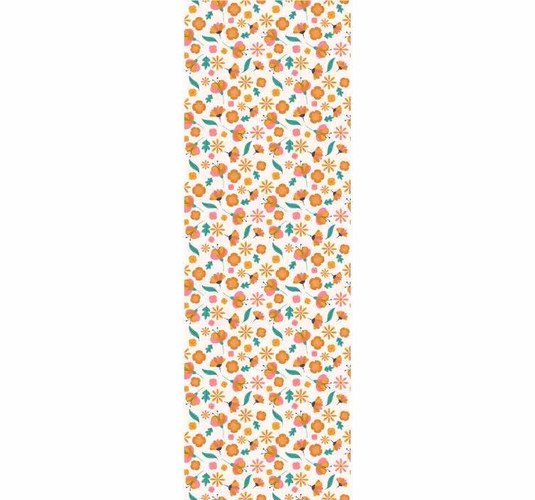 Rollo fenster orange mit orangen blumen - TenStickers