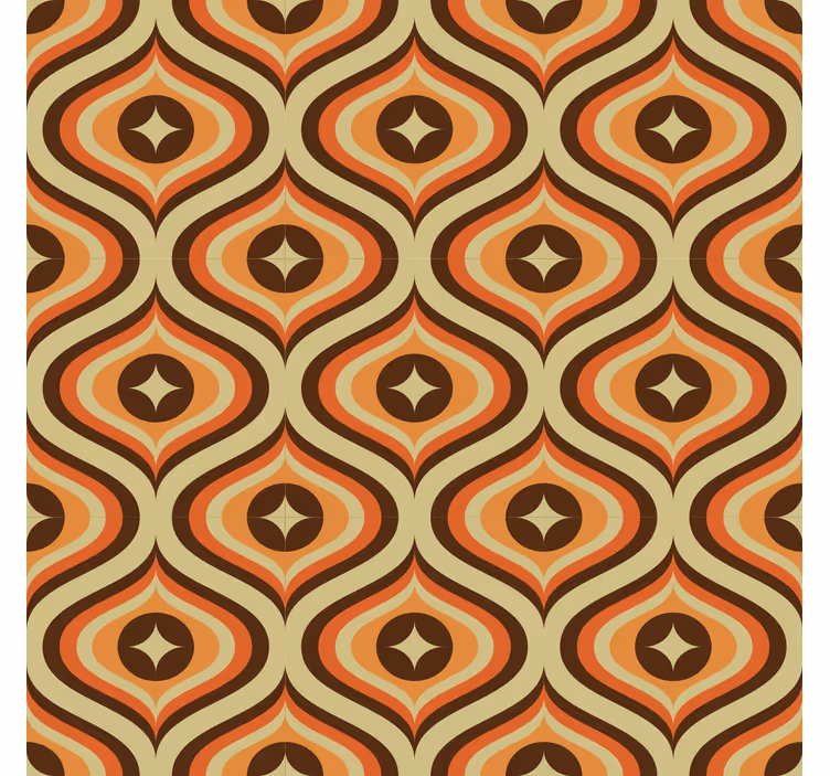 Rollo fenster kaktus retro orange und braun - TenStickers