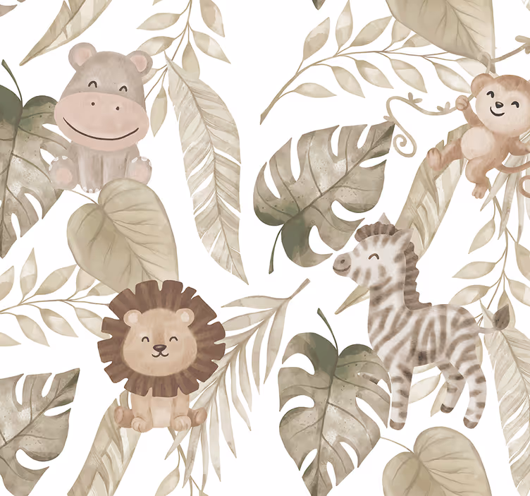 Rollo fenster babyzimmer mit beigem dschungelmuster - TenStickers