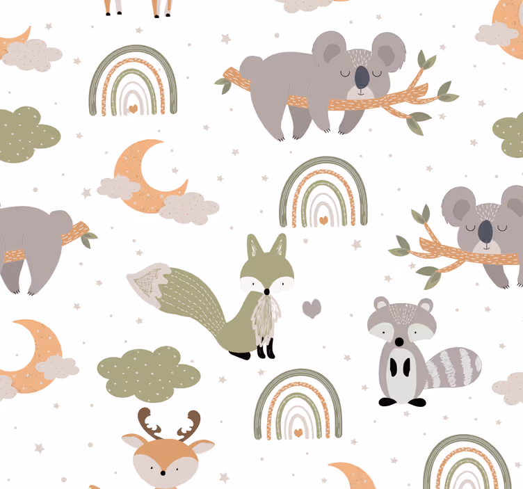 Rollo fenster babyzimmer mit skandinavischem tiermuster - TenStickers