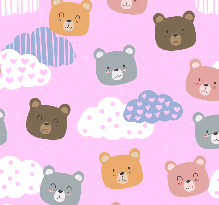 Rollo fenster babyzimmer bärchenlächeln rosa hintergrund - TenStickers