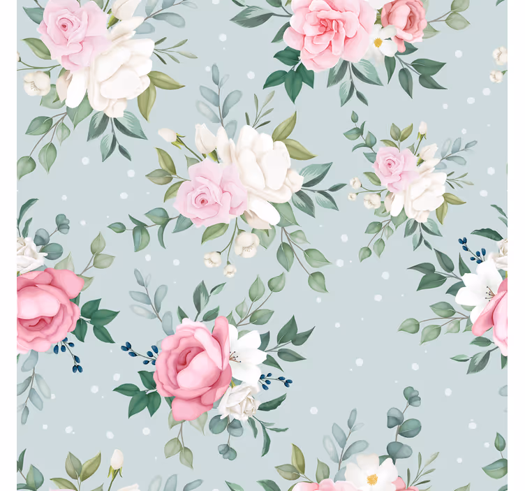 Rollo fenster flur mit blau-rosa blumenmuster - TenStickers