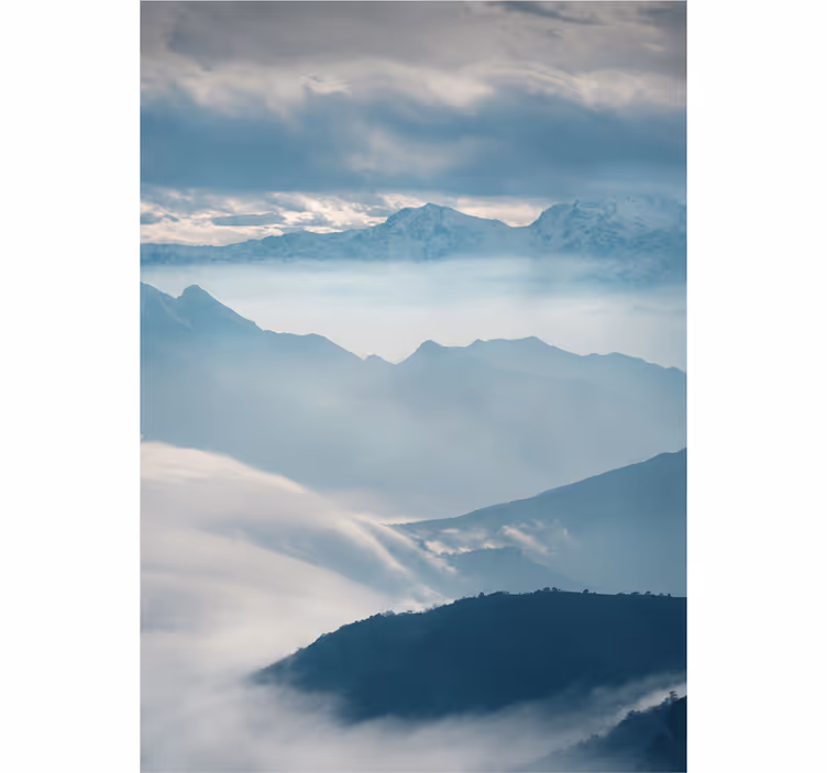 Rollo fenster wohnzimmer nebelige berge - TenStickers