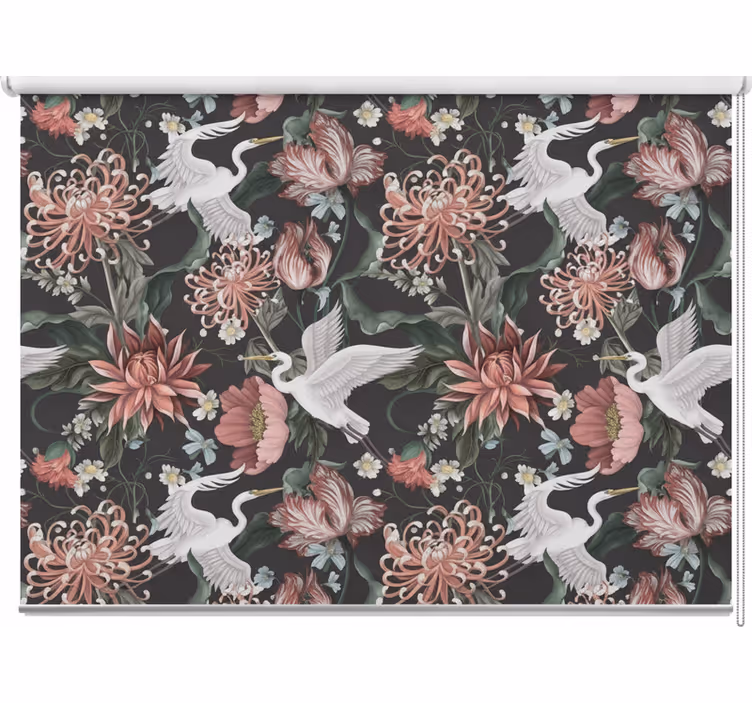 Rollo fenster balkon mit reihern und blumen - TenStickers