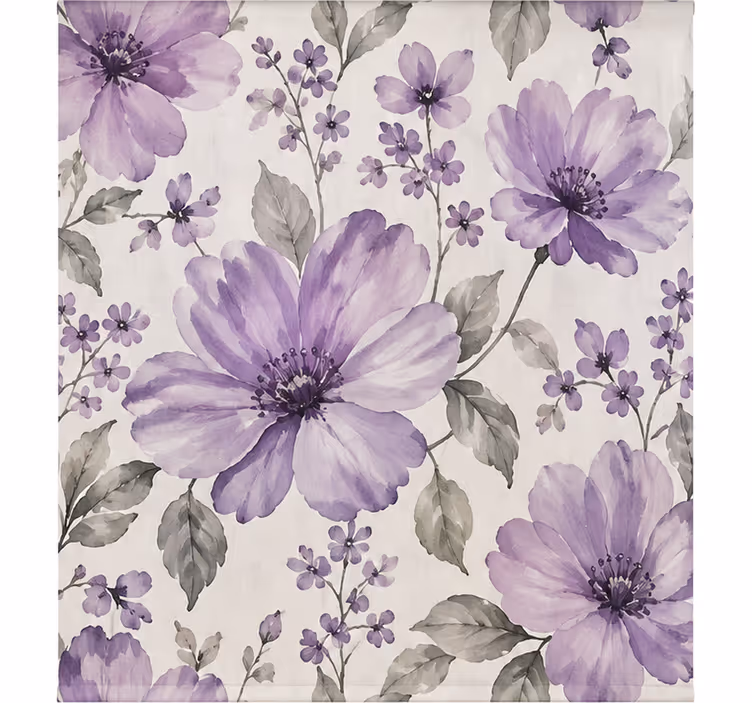 Rollo fenster lila mit schönen blumen - TenStickers