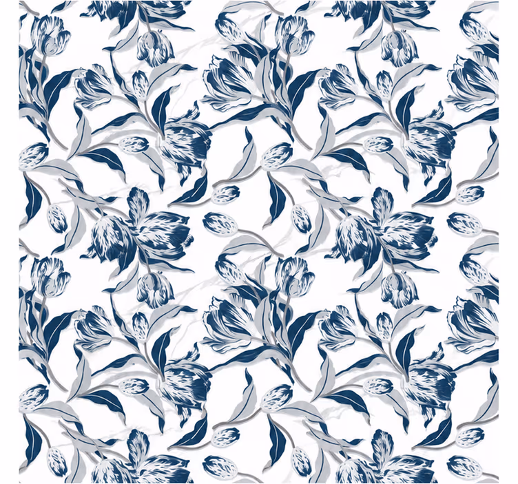 Rollo fenster blau mit vintage floralem muster - TenStickers