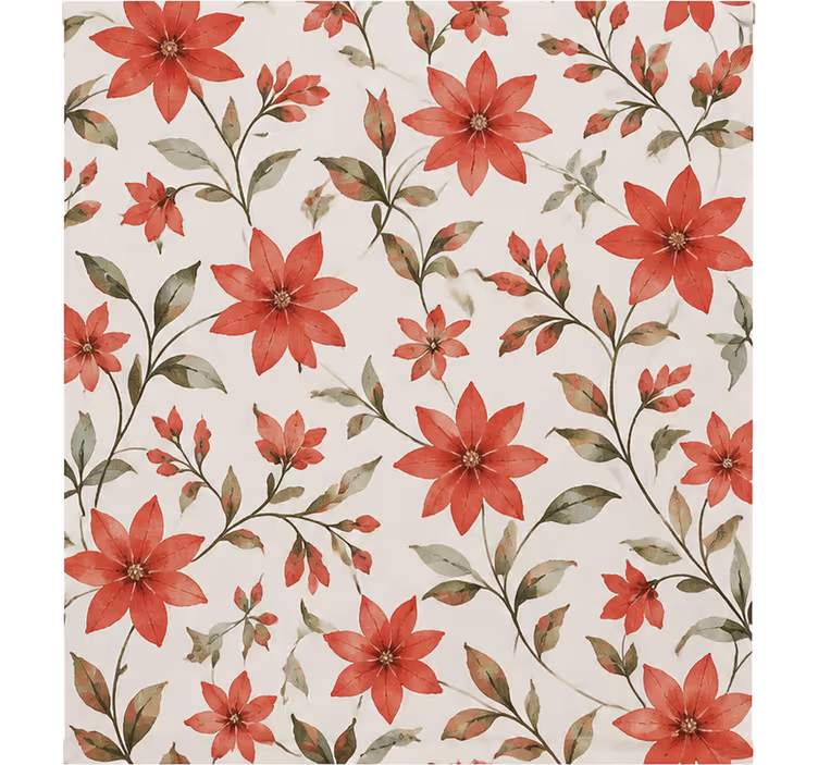 Rollo fenster rot mit sternblumenmuster - TenStickers