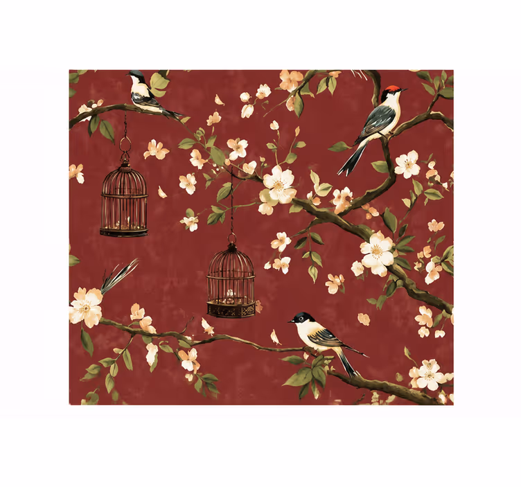 Rollo fenster rot im burgunderfarbenen chinois-muster - TenStickers
