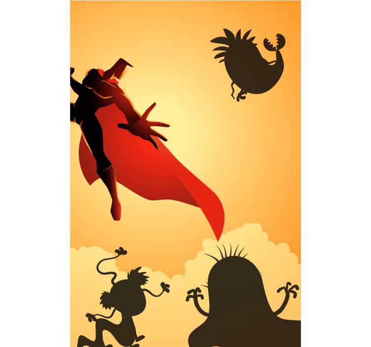 Rollo Fenster Superhelden heroisches silhouetten-abenteuer - TenStickers