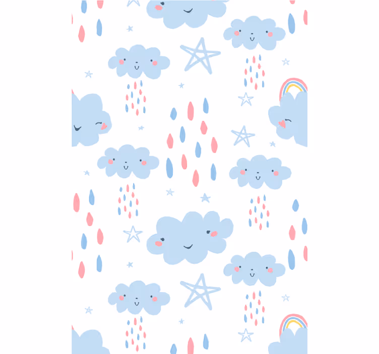Rollo Fenster Babyzimmer lächelndes wolkenmuster - TenStickers