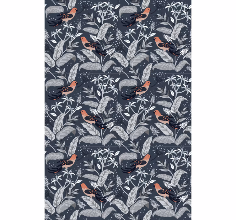 Rollo Fenster Blumen und Pflanzen vogel laub muster - TenStickers