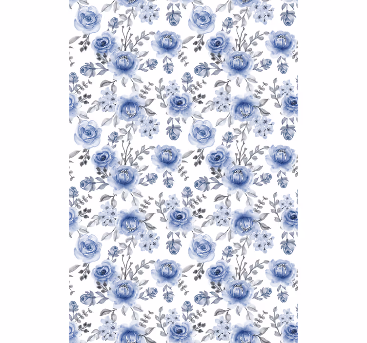 Blaues Muster Blume Rollo - TenStickers
