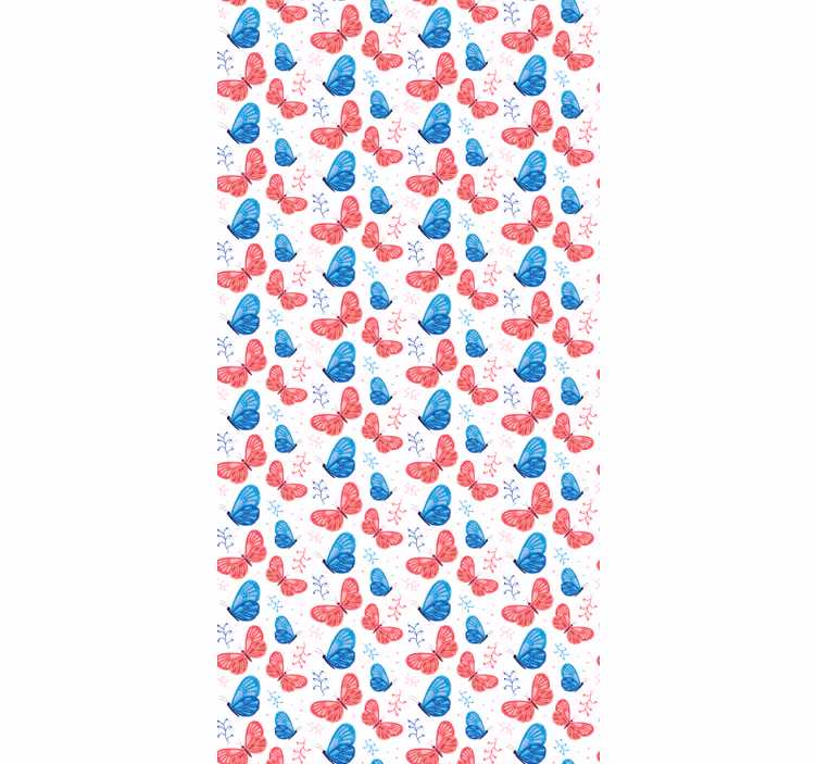 Rollo Fenster Schmetterlinge blaue und rote farben - TenStickers