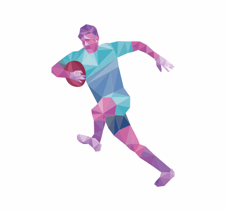 Rollo Fenster Sport geometrischer rugbyspieler - TenStickers