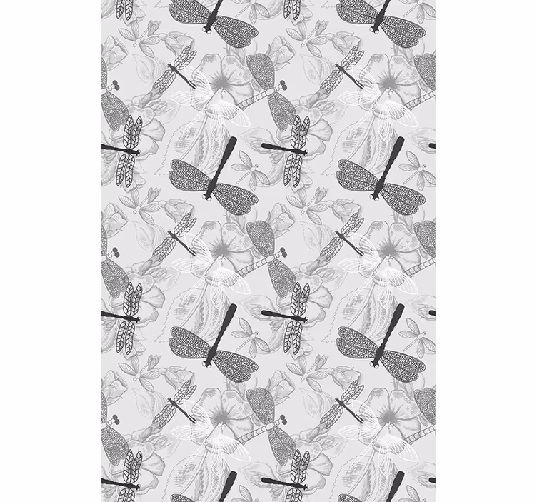 Rollo fenster blumen libellen und blumen - TenStickers