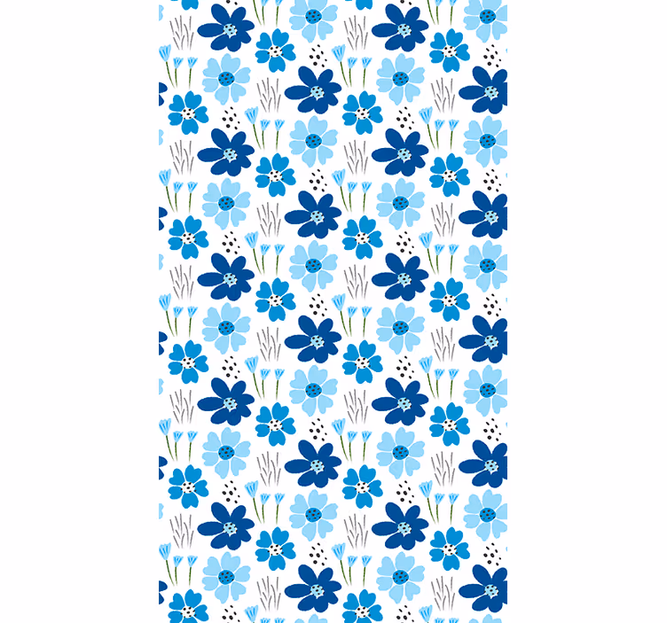 Rollo Fenster Blumen blaues einfaches muster - TenStickers