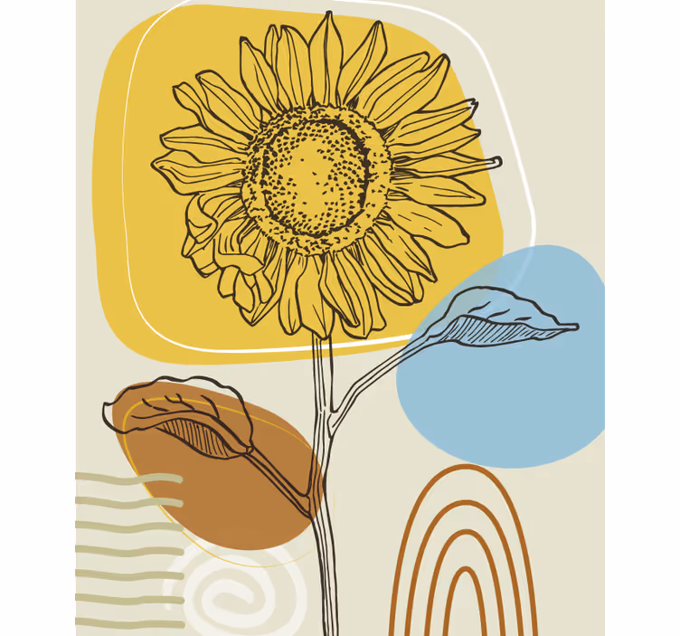 Rollo Fenster Blumen sonnenblume mit kreisen - TenStickers